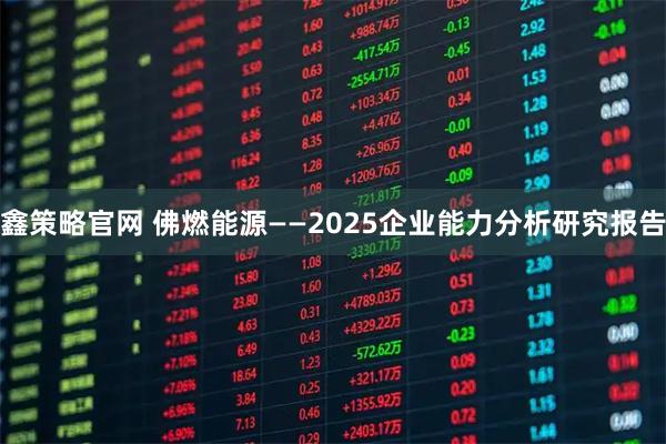 鑫策略官网 佛燃能源——2025企业能力分析研究报告